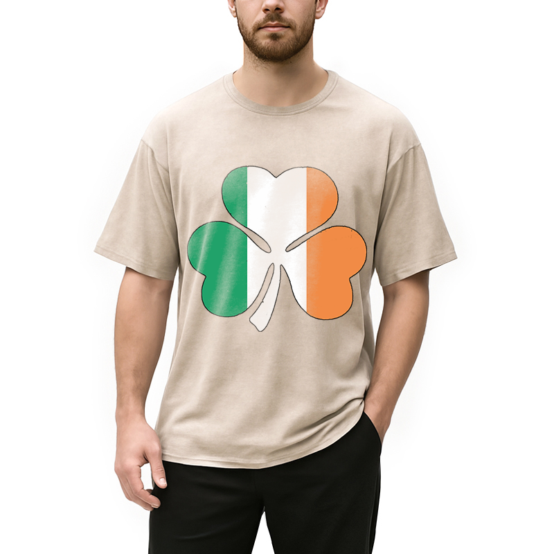 Irish Flag Shamrock Washed T-Shirt-ShawnCraft