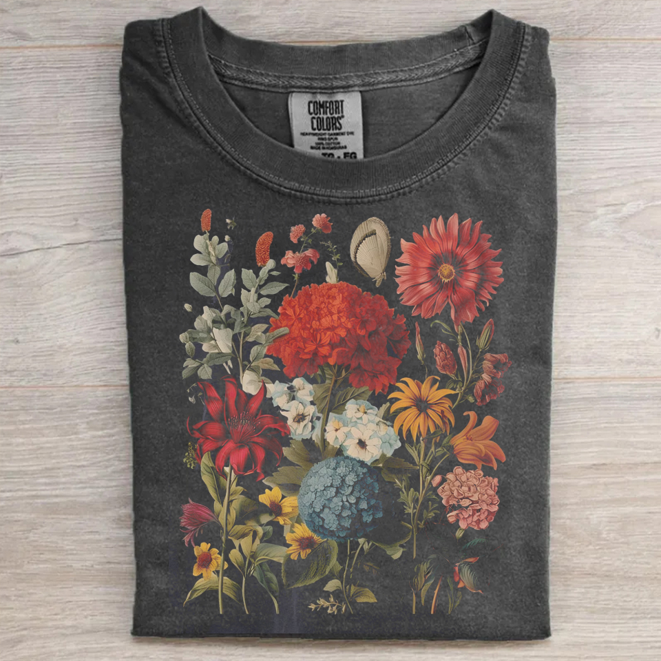 Vintage Floral Bouquet Comfort Colors T-shirt-ShawnCraft