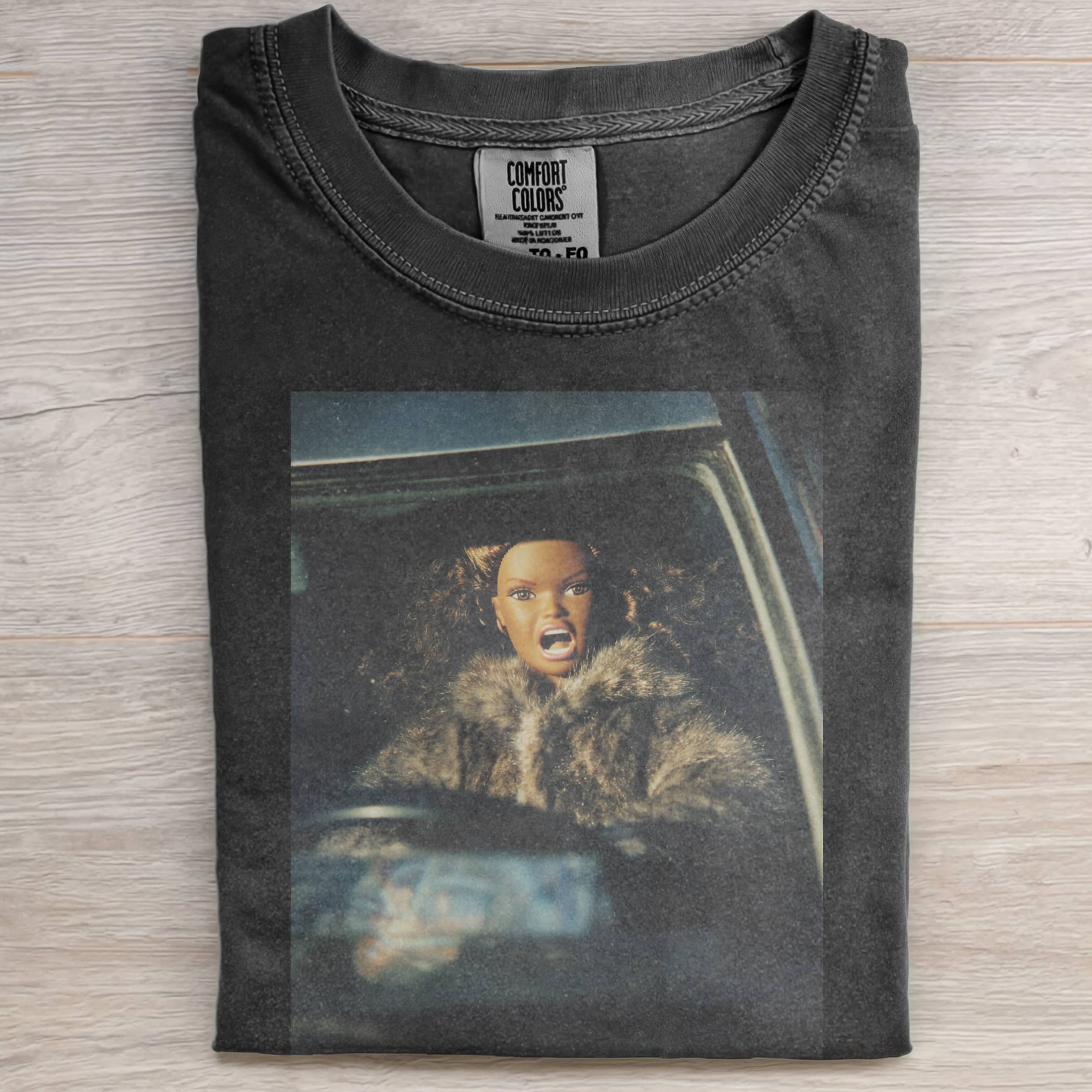 DRIVING BLACK Funny Doll FaceCORE TEE-ShawnCraft