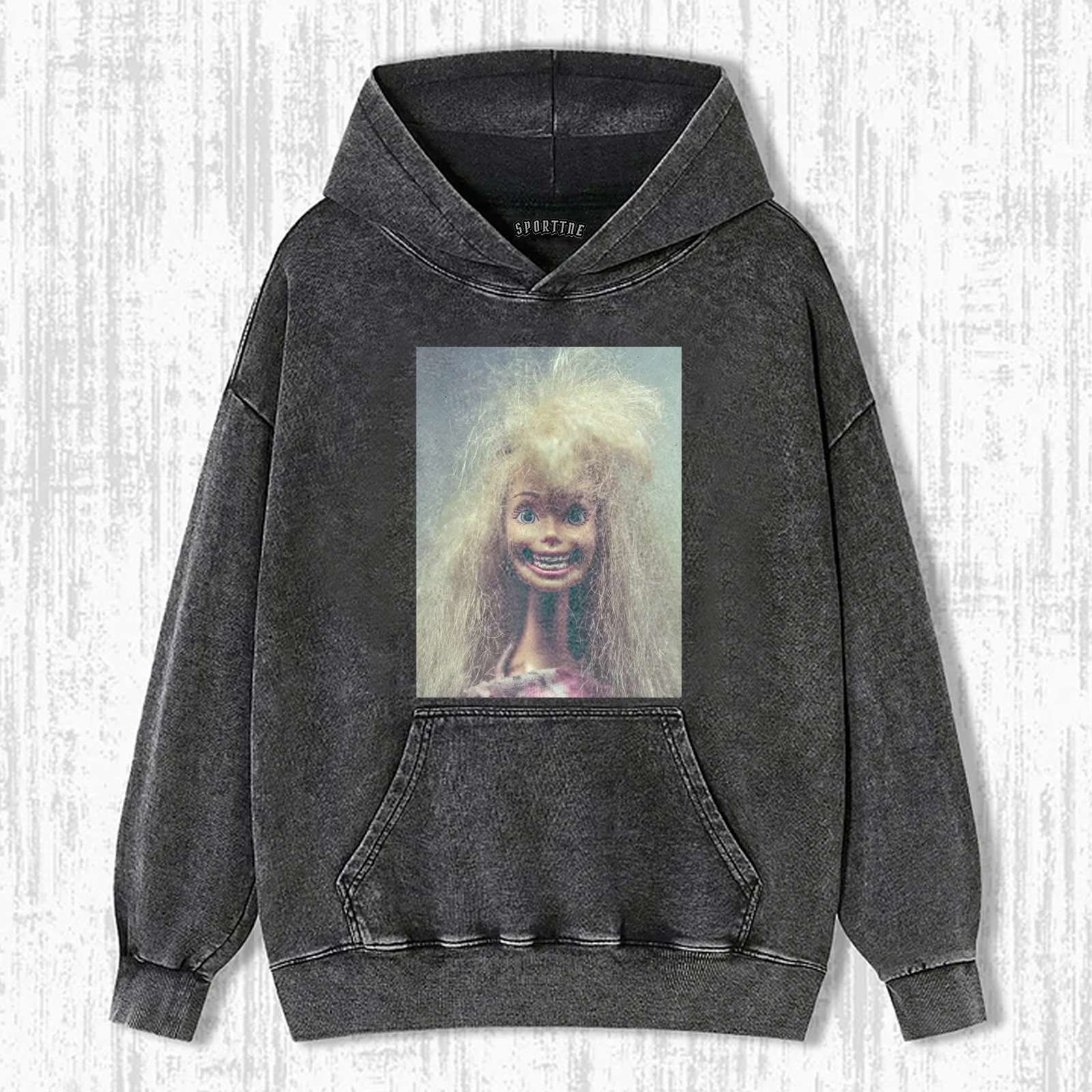 Funny Doll Face GIRL WITH A WRY SMILE T-SHIRT-ShawnCraft