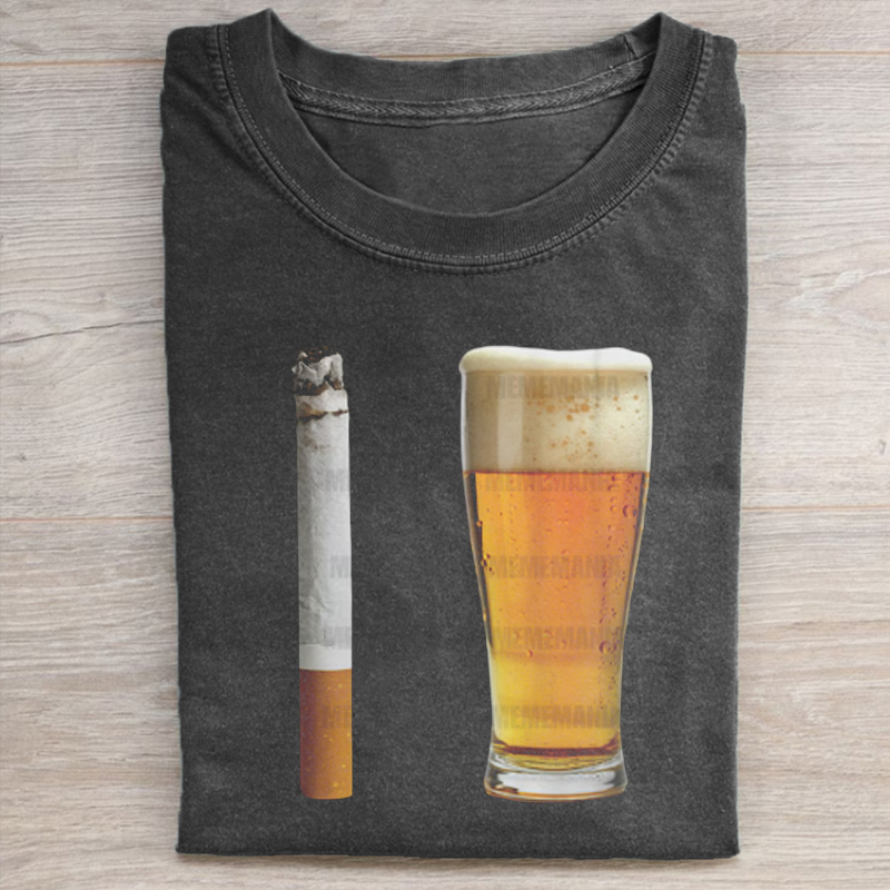 Beer and Cigarette Funny T-shirt-ShawnCraft