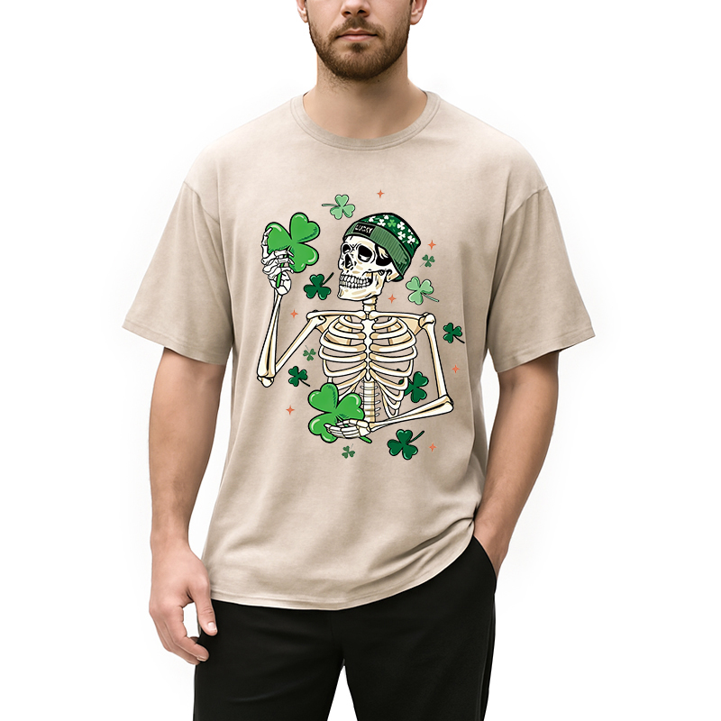 St. Patrick's Skeleton Washed T-Shirt-ShawnCraft