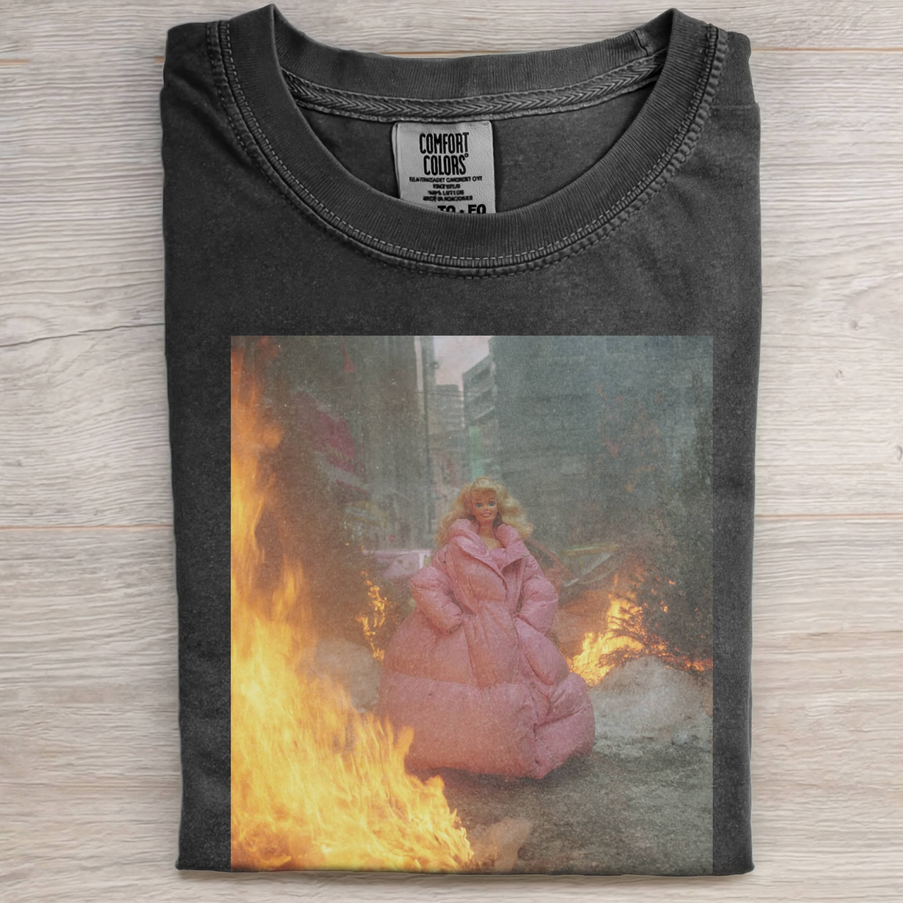 PINK Funny Doll FaceCORE IN THE FIRE TEE-ShawnCraft
