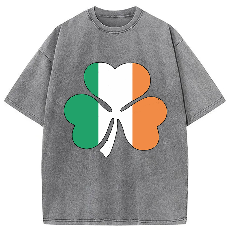 Irish Flag Shamrock Washed T-Shirt-ShawnCraft