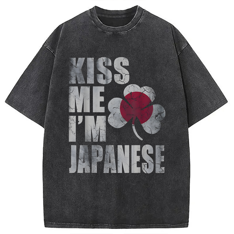 Kiss Me I'm Japanese Washed T-Shirt-ShawnCraft