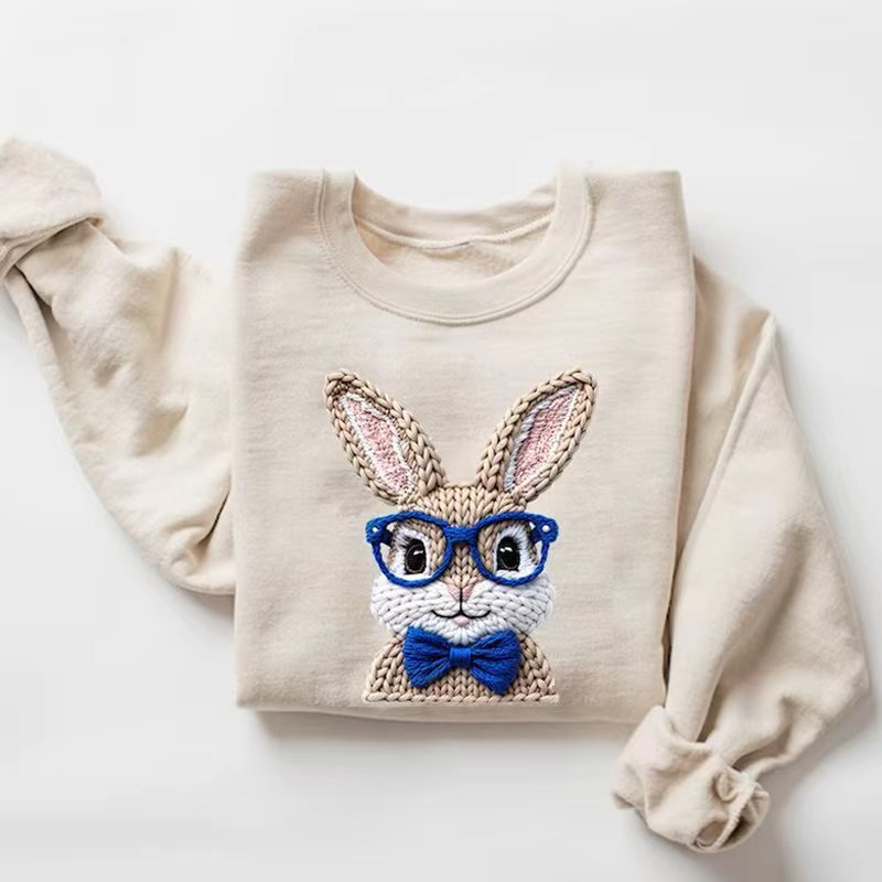 Easter Bunny Knitted Look Sweatshirt-ShawnCraft