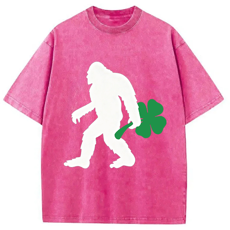 Bigfoot Hold Lucky Washed T-Shirt-ShawnCraft