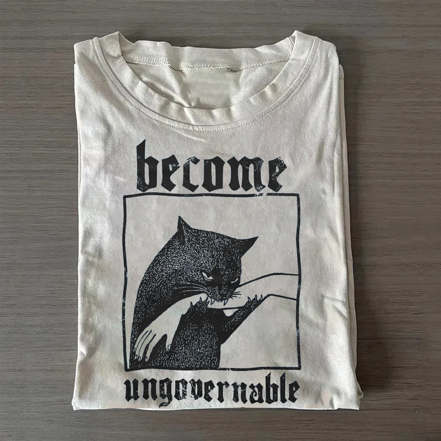 Become Ungovernable Funny Graphic Cat T-shirt-ShawnCraft