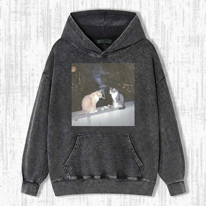 SMOKING CAT SWEATSHIRTS & HOODIES-ShawnCraft