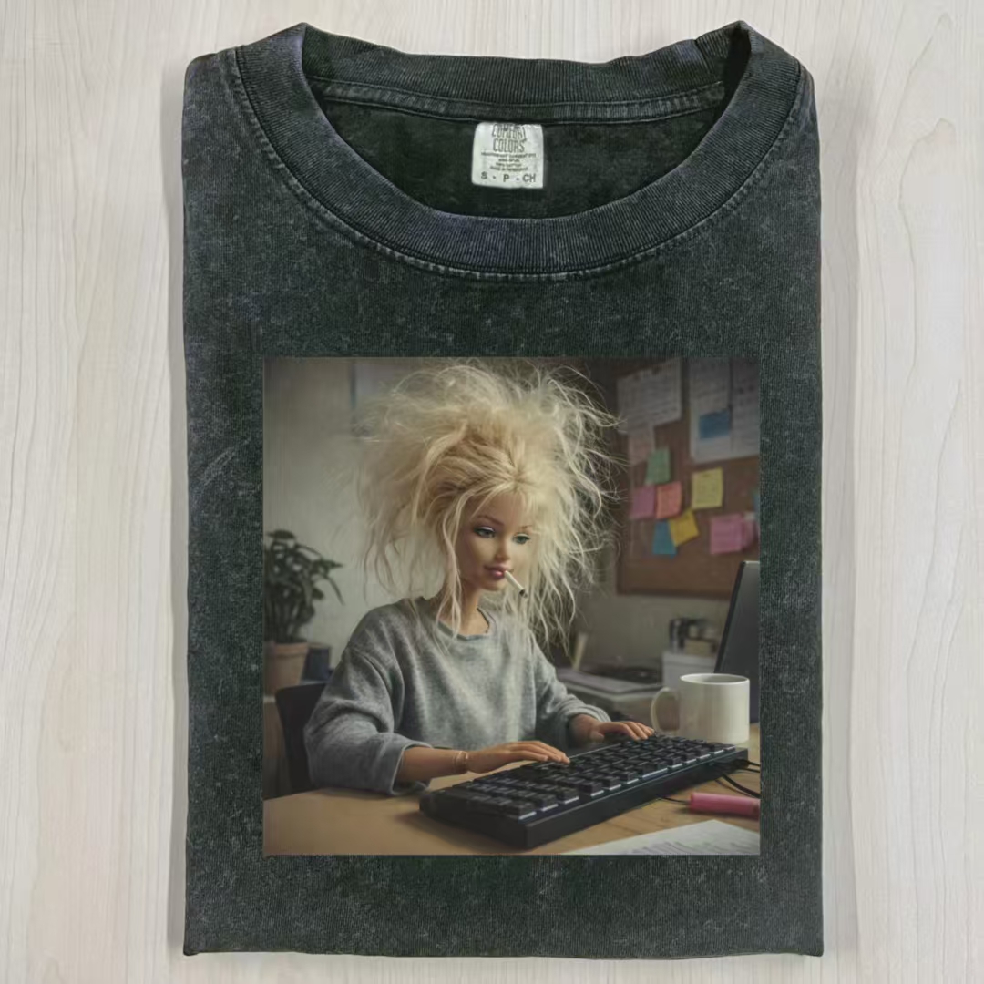 Funny Distressed Doll Graphic T-Shirt-ShawnCraft