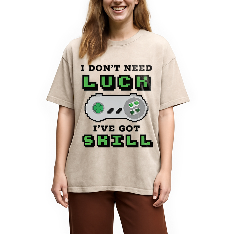 Don't Need Luck Washed T-Shirt-ShawnCraft