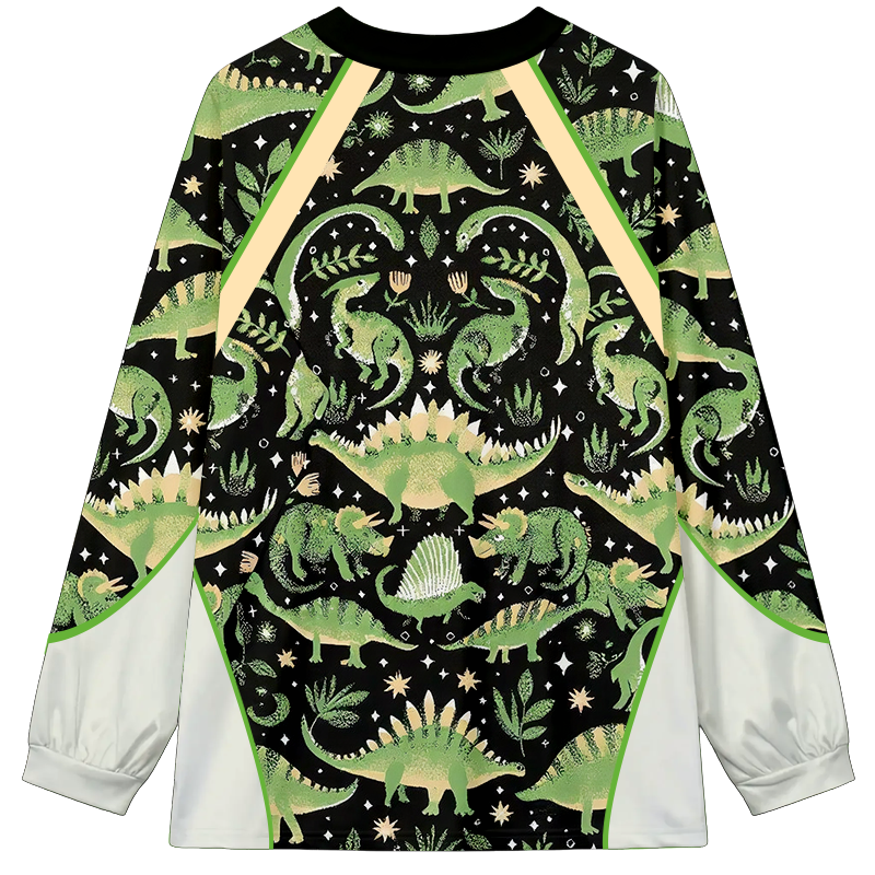 Herbivorous Dinosaur Long Sleeve Graphic Print T-Shirt-ShawnCraft