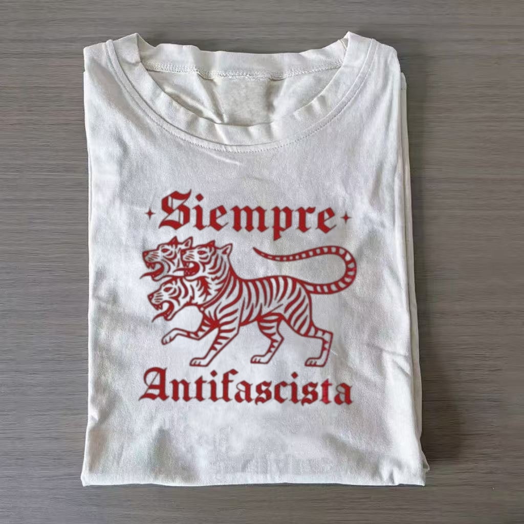 "Siempre Antifascista" Three Headed Tiger T-shirt