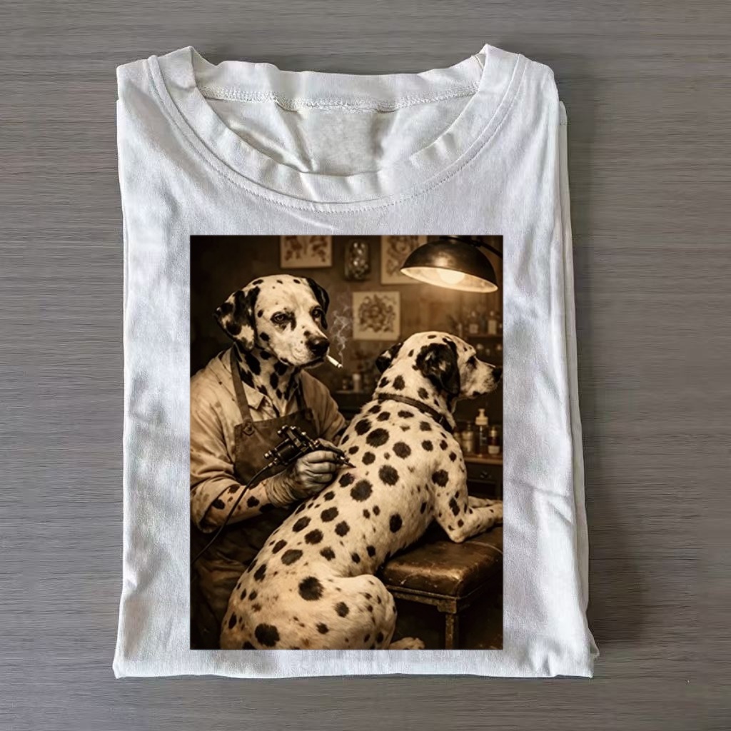 Dalmatian Tattoo Artist Funny Dog T-shirt-Vance