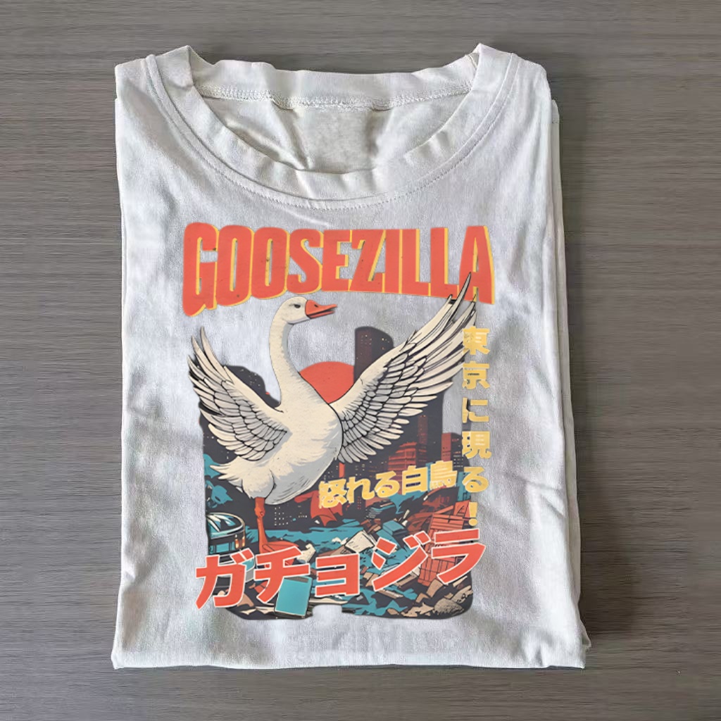 Goosezilla Japanese Kaiju Goose Art T-shirt - Vintage Washed Apparel by VanceMade