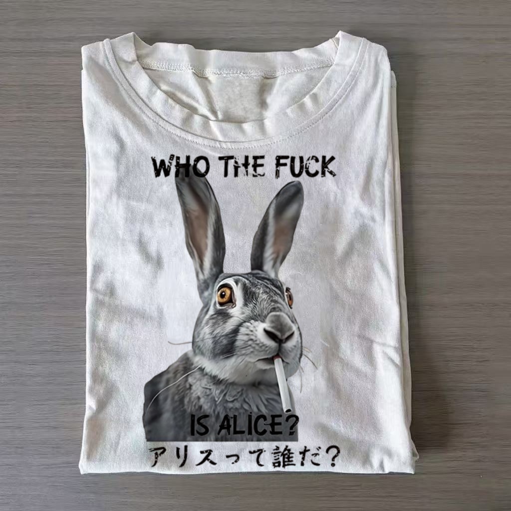 "Who The Fuck Is Alice?" Rabbit Meme T-shirt