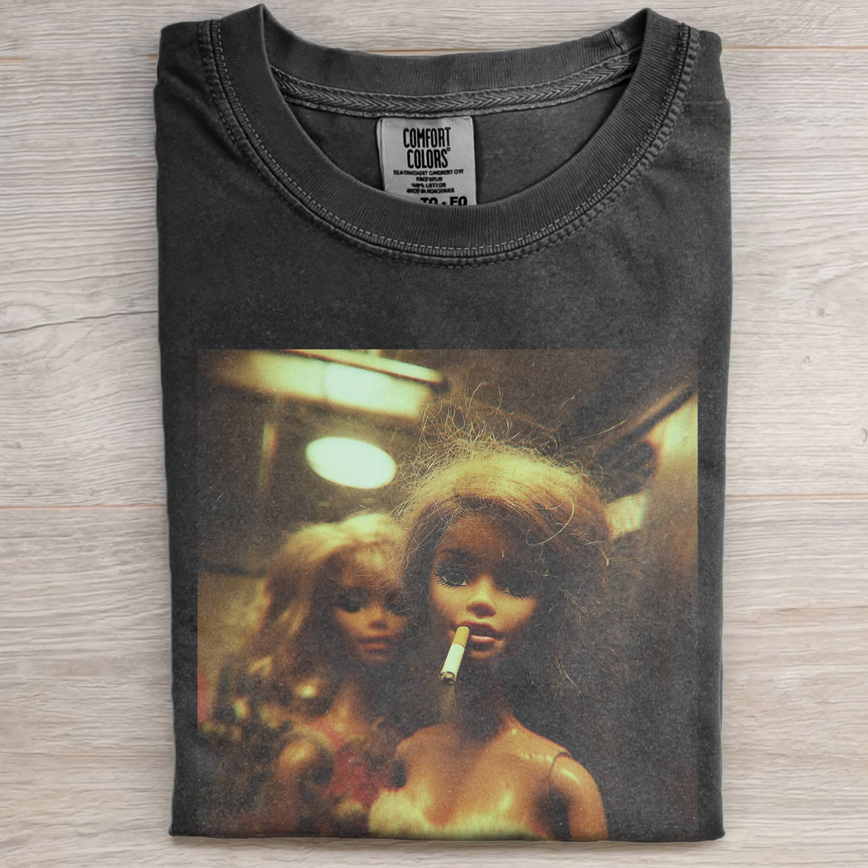 ECCENTRIC AESTHETIC SMOKING Funny Doll FaceCORE SHORT-SLEEVED TEE-ShawnCraft