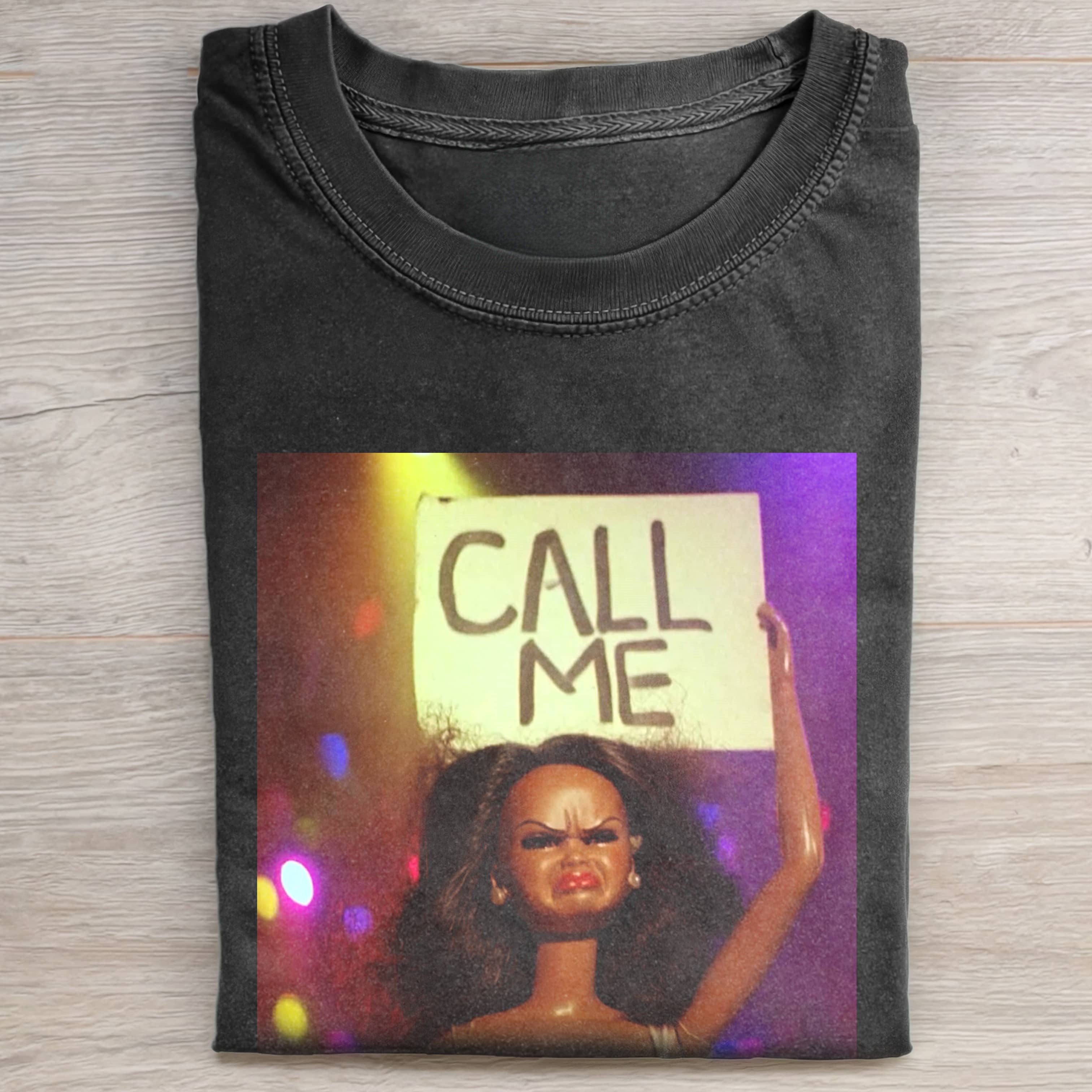 BLACK DOLL FACE CALL ME TEE