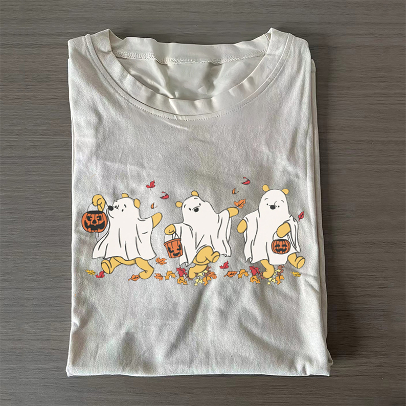Retro Pooh Ghost Halloween T-shirt-ShawnCraft