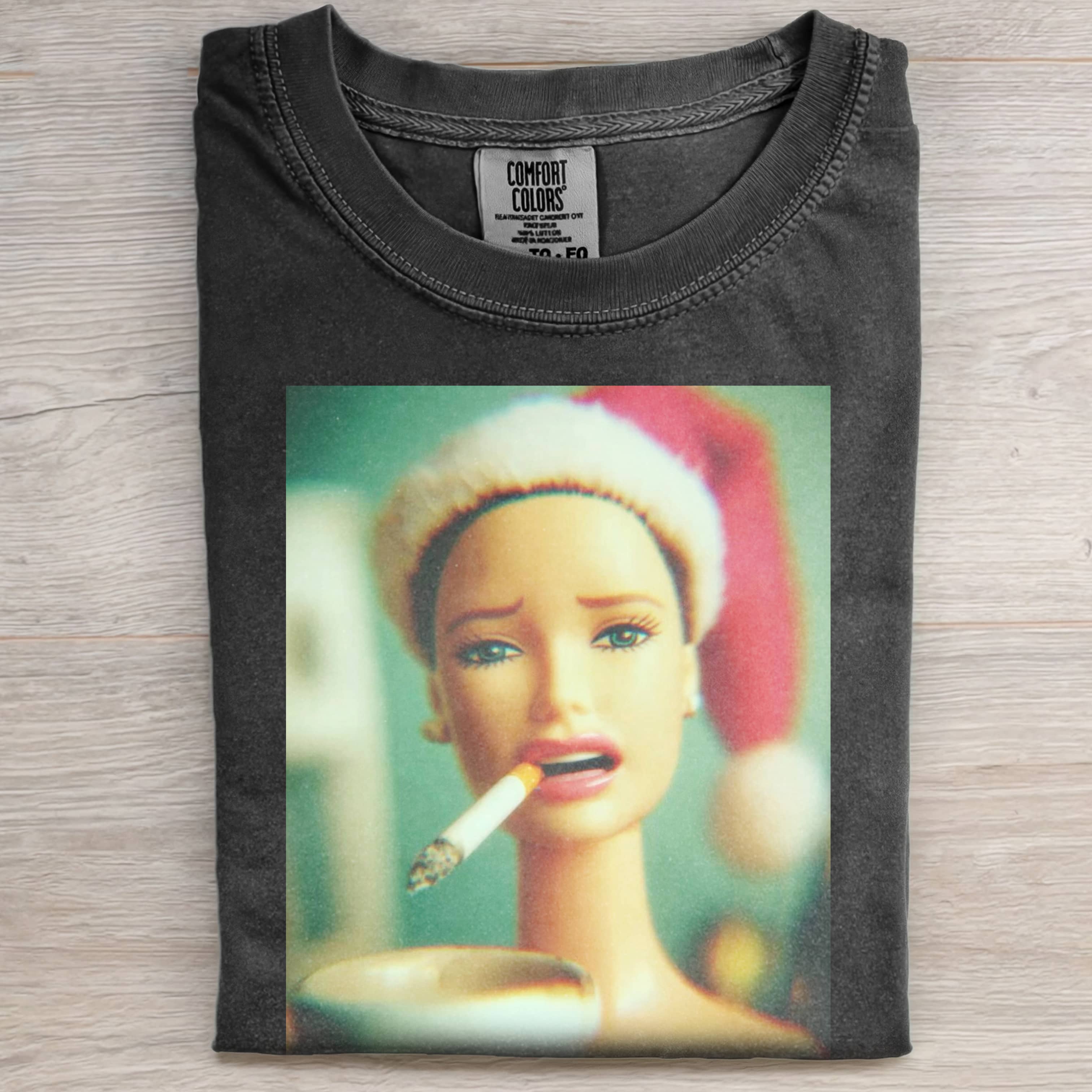 CHRISTMAS Funny Doll FaceCORE SMOKING TEE-ShawnCraft
