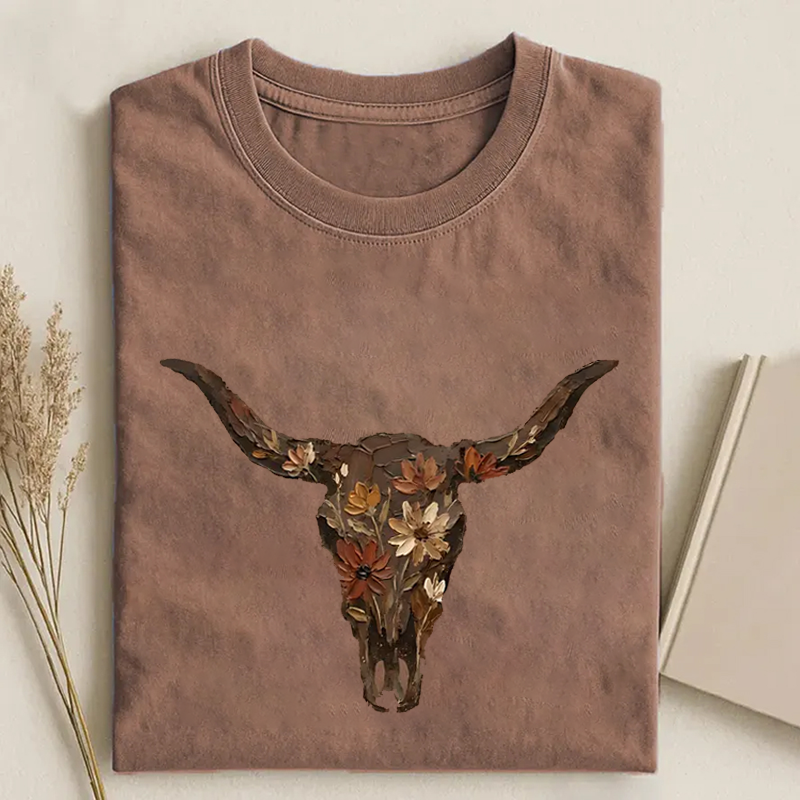 Boho Cow Skull T-shirt-ShawnCraft