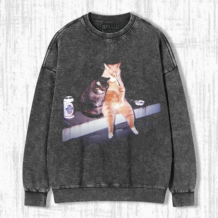 SMOKING CAT SWEATSHIRTS & HOODIES-ShawnCraft