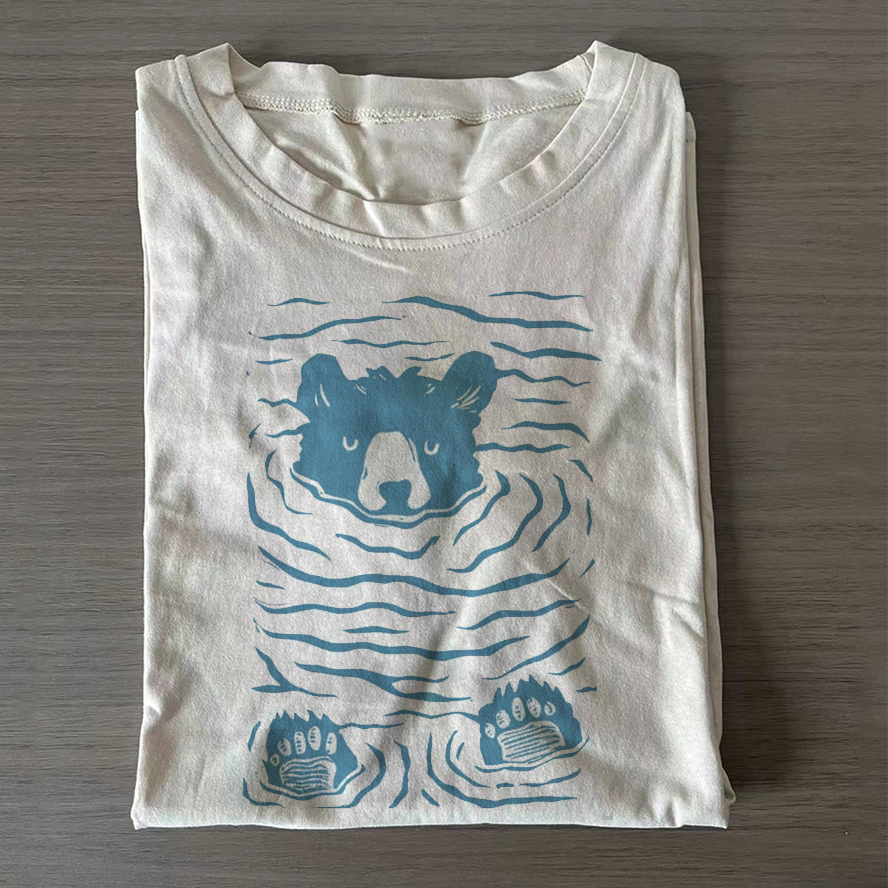 Minimalist Linocut Bear T-shirt-ShawnCraft