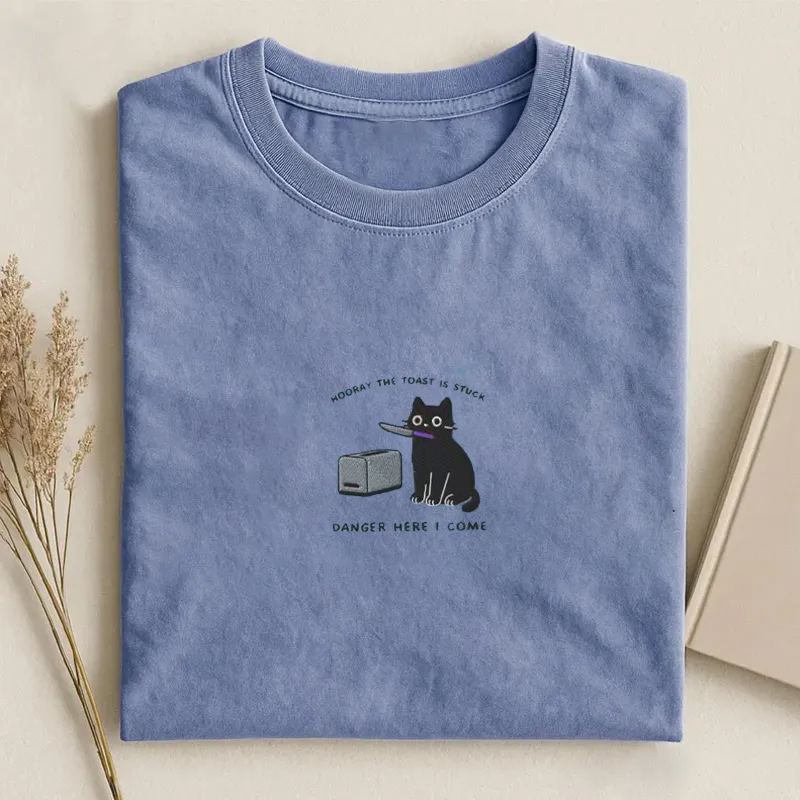 Hooray The Toast Is Stuck Embroidered T-shirt-ShawnCraft