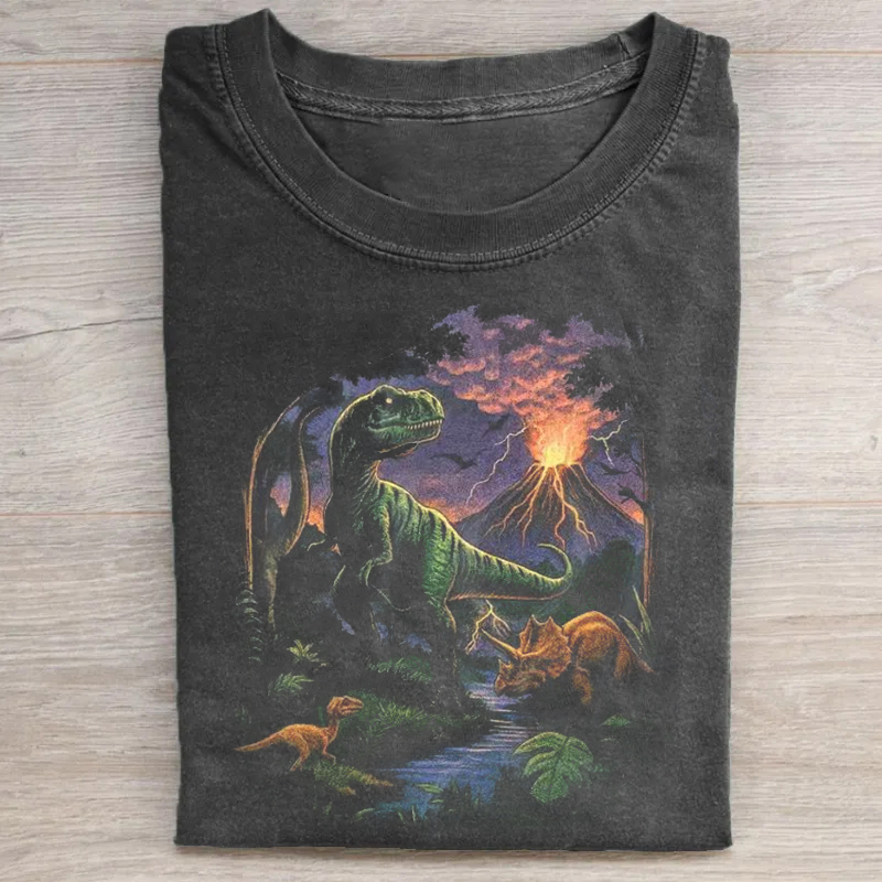 Vintage Jurassic Dinosaur 90s Graphic T-shirt-ShawnCraft