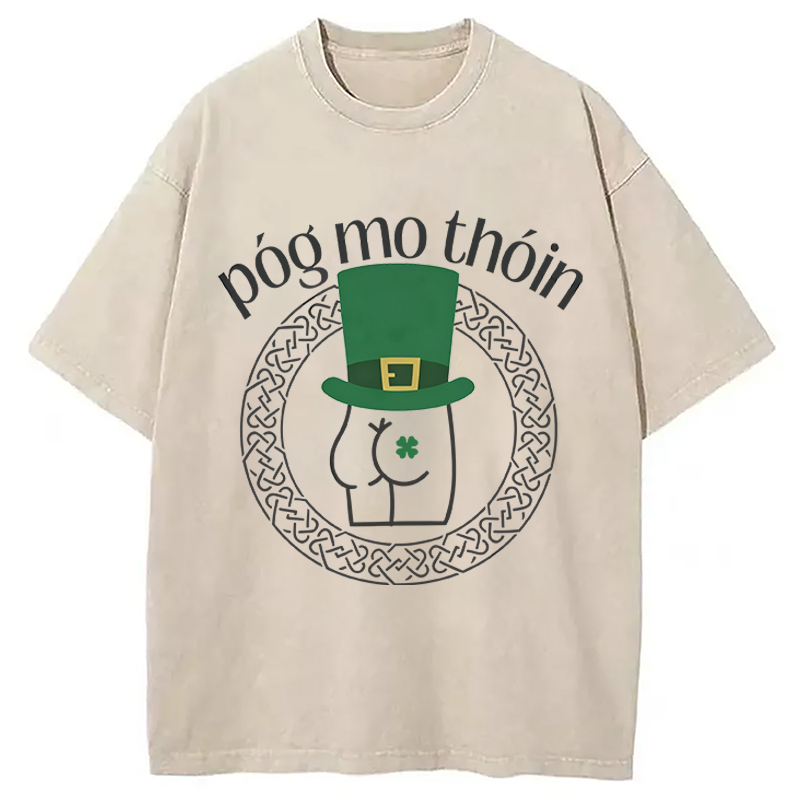 Kiss My Butt Pog Washed T-Shirt-ShawnCraft