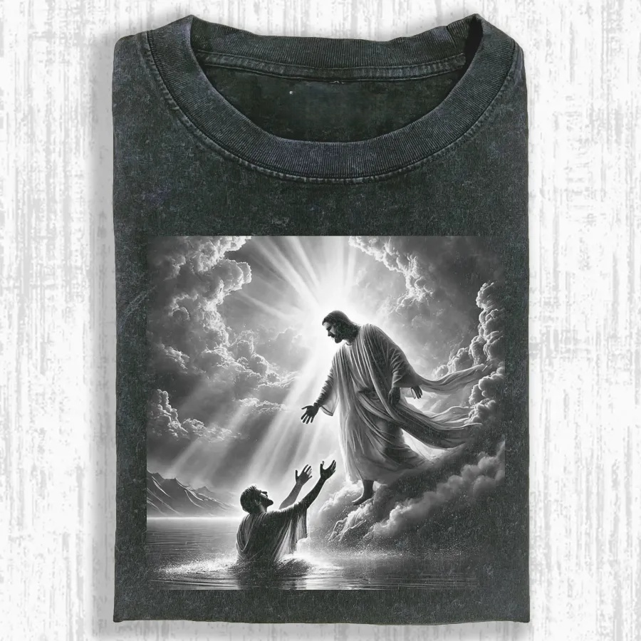 Jesus Reaching Hand Graphic T-shirt-ShawnCraft