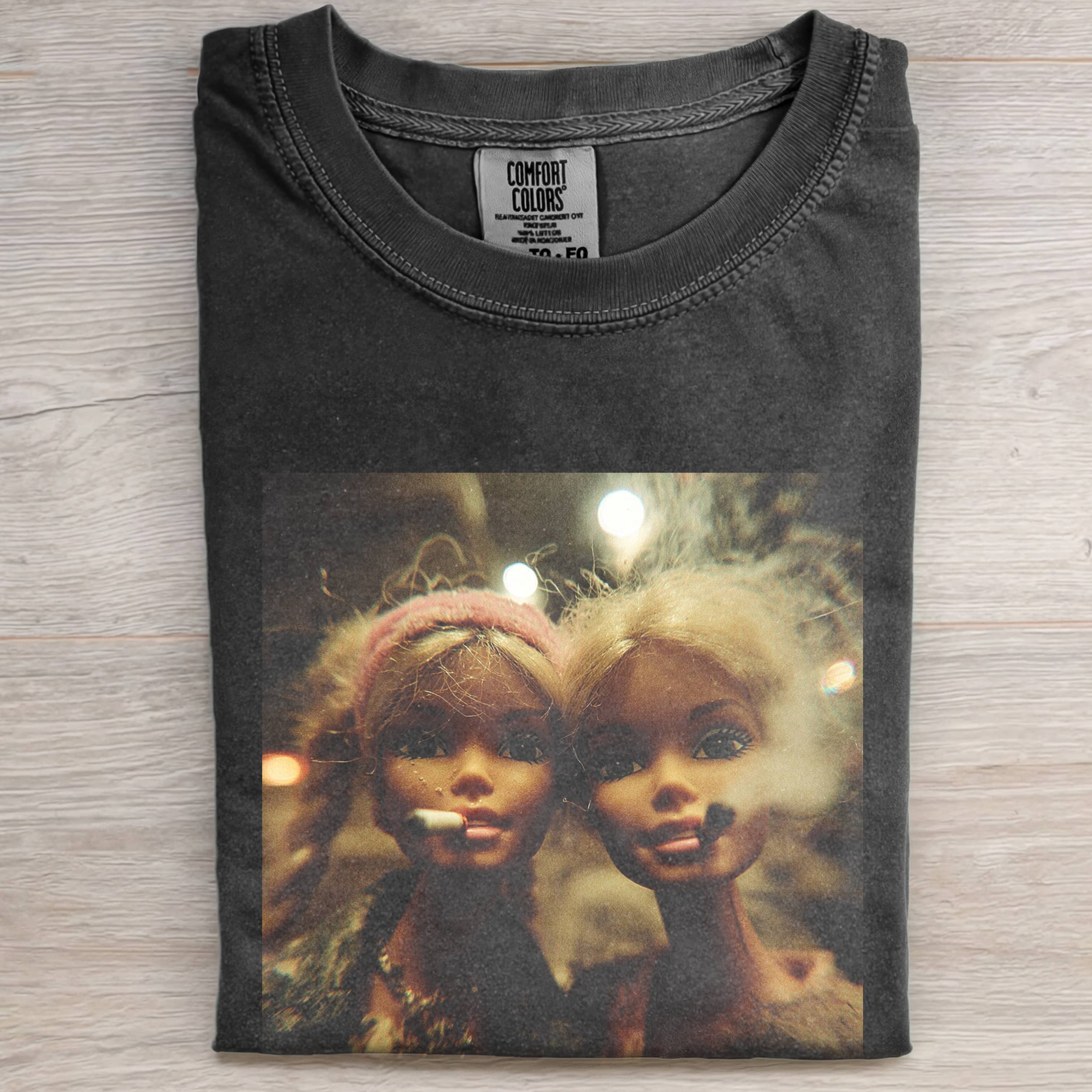 TWO SMOKING, MESSY Funny Doll FaceCORE TEE-ShawnCraft