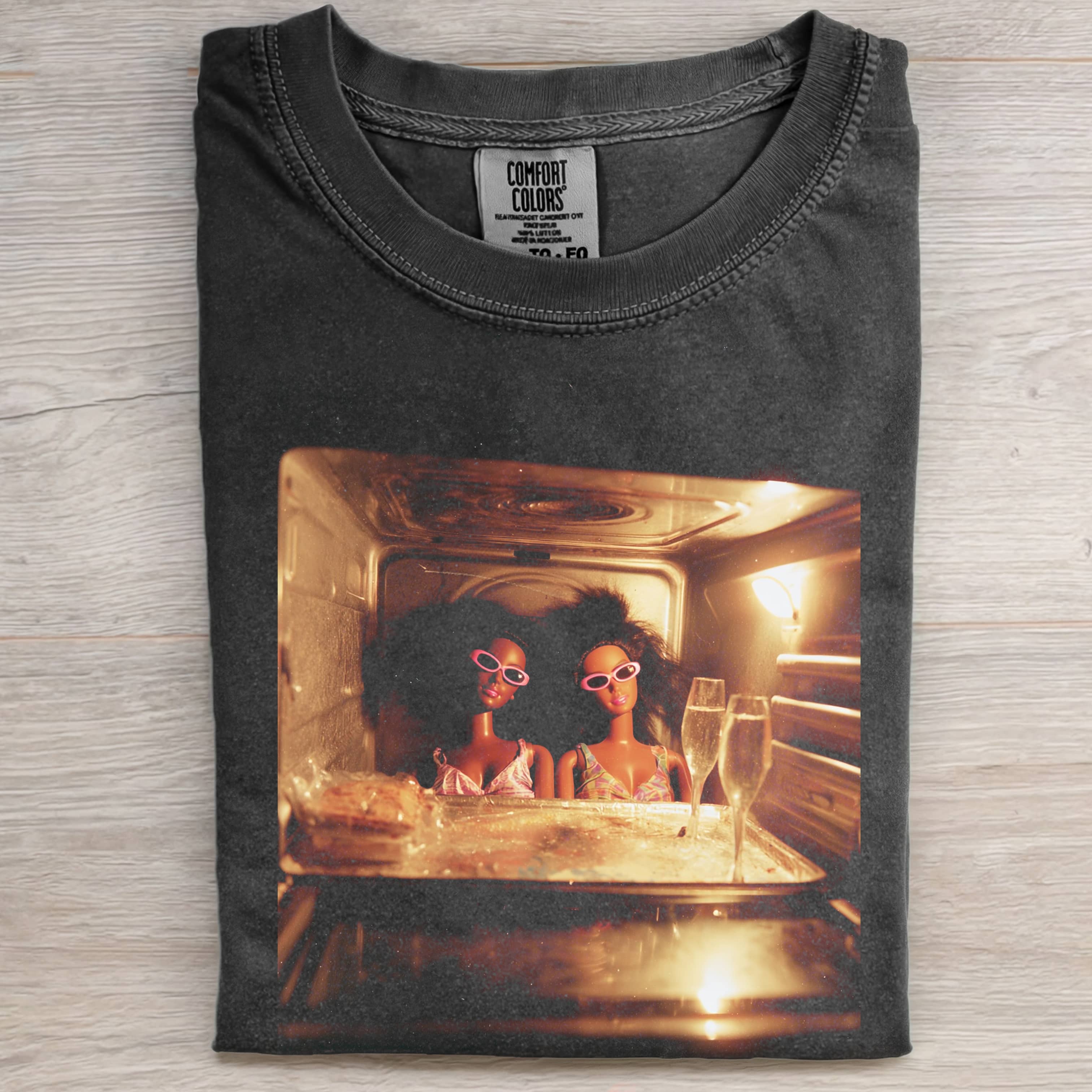OVEN VACATION BLACK SKIN Funny Doll FaceCORE TEE-ShawnCraft