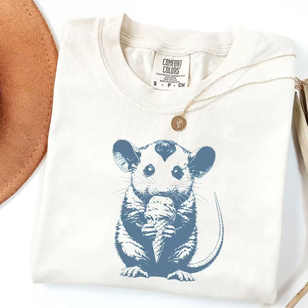 Funny Opossum Eating Ice Cream T-Shirt-ShawnCraft