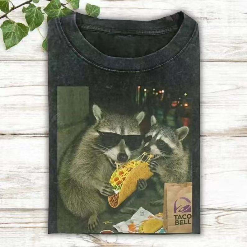 Funny Raccoon Eating Taco T-Shirt-ShawnCraft