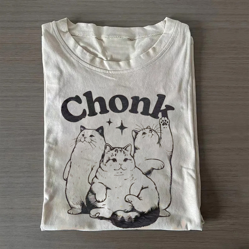 Vintage Kawaii Chonk Cat T-shirt-ShawnCraft