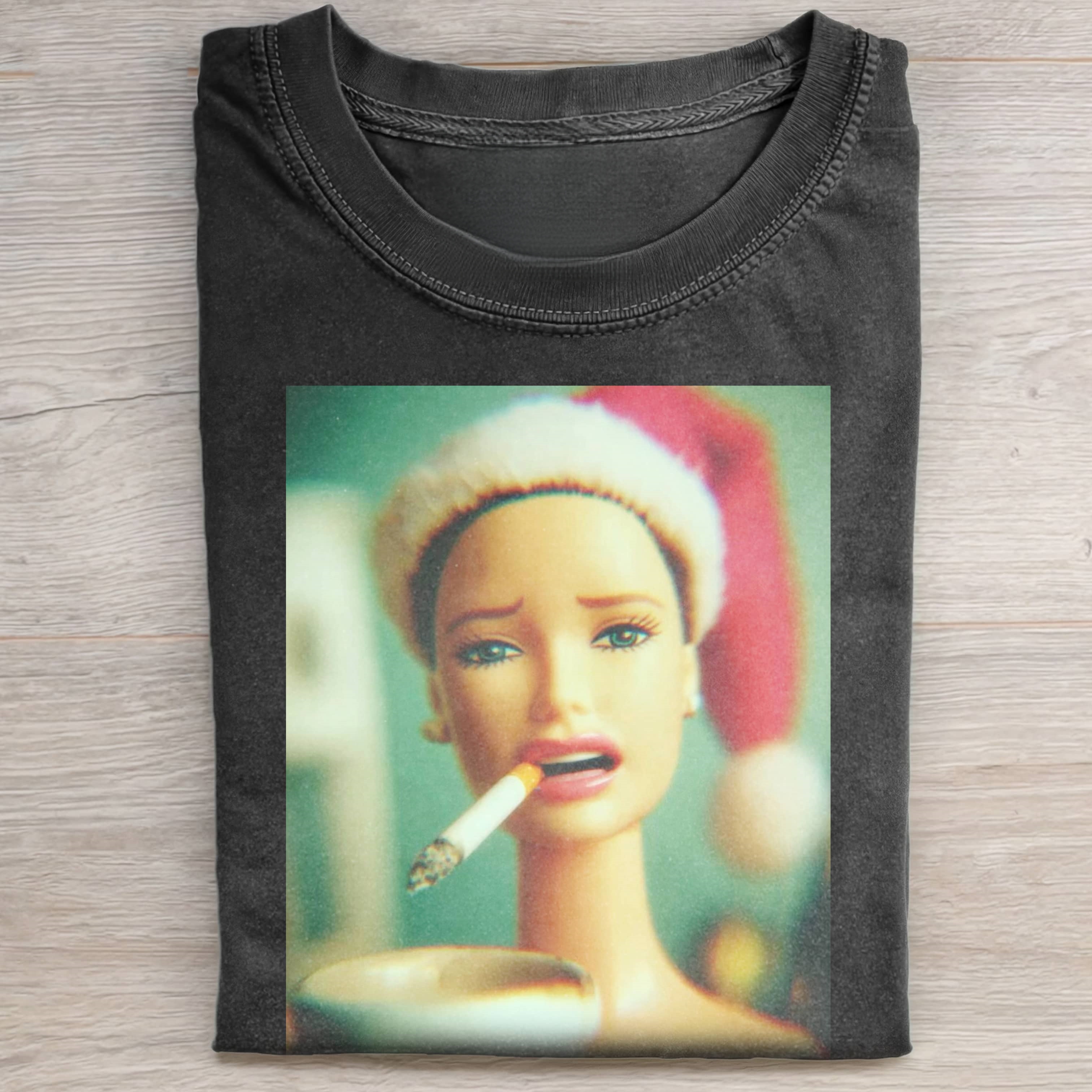CHRISTMAS Funny Doll FaceCORE SMOKING TEE