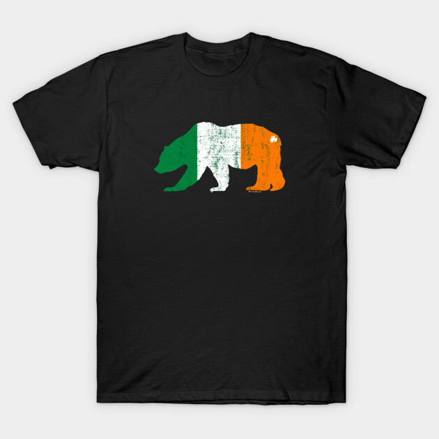 St. Patricks Day Irish Flag Grizzly Bear with Clover | BearlyBrand T-Shirt-ShawnCraft