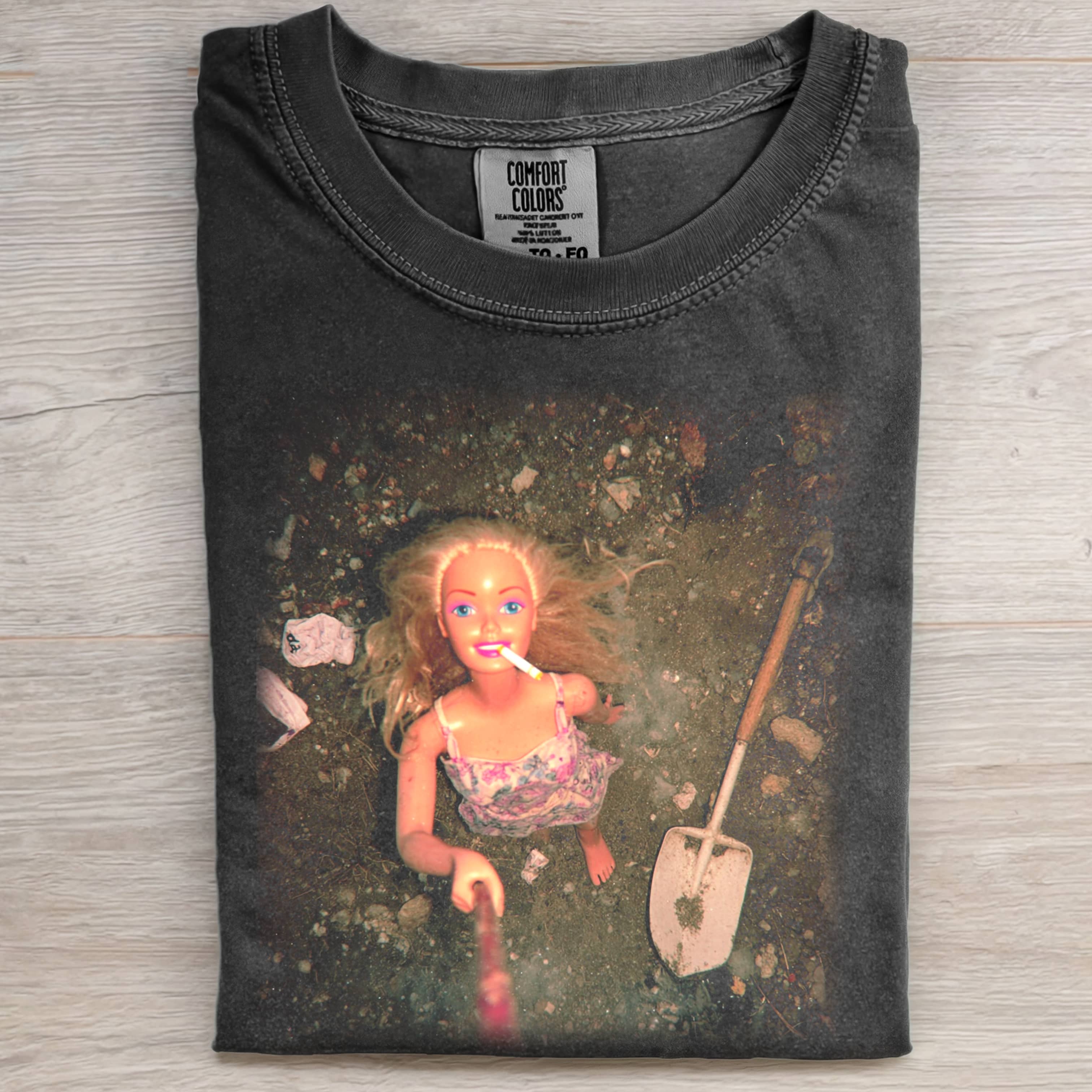 Funny Doll Face RETRO GRAVEYARD SELFIE TEE-ShawnCraft