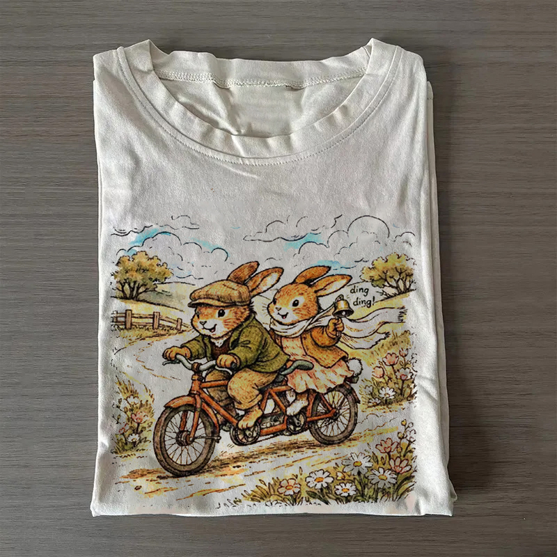 Vintage Rabbit Bicycle T-shirt-ShawnCraft