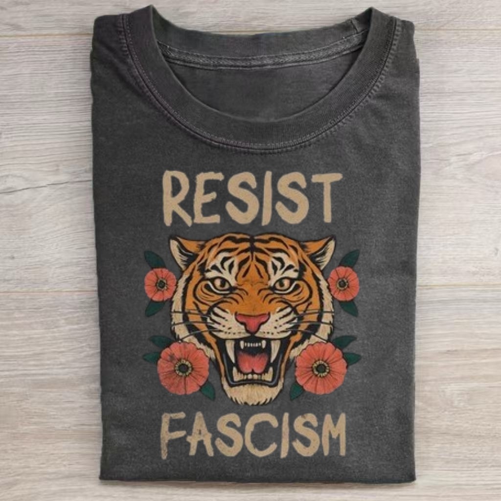 "Resist Fascism" Tiger Floral Activist T-shirt