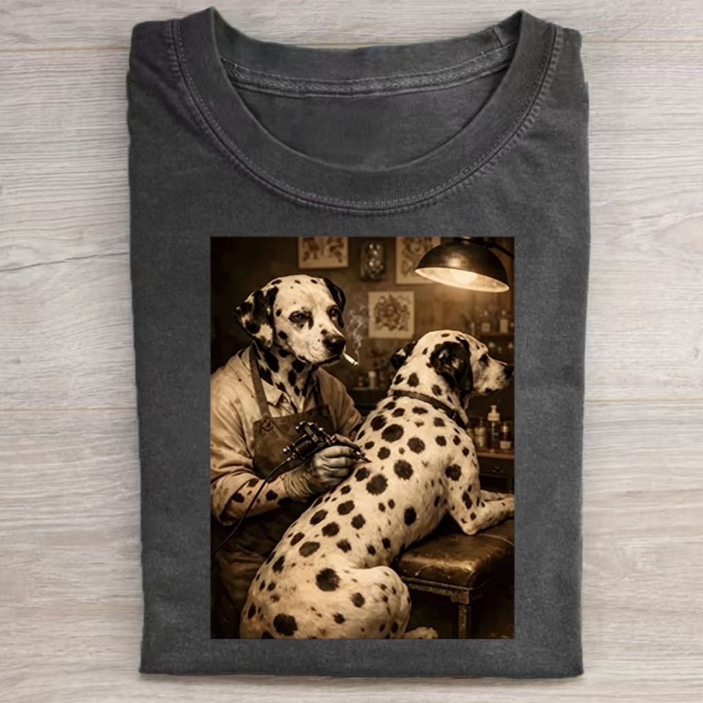 Dalmatian Tattoo Artist Funny Dog T-shirt-Vance