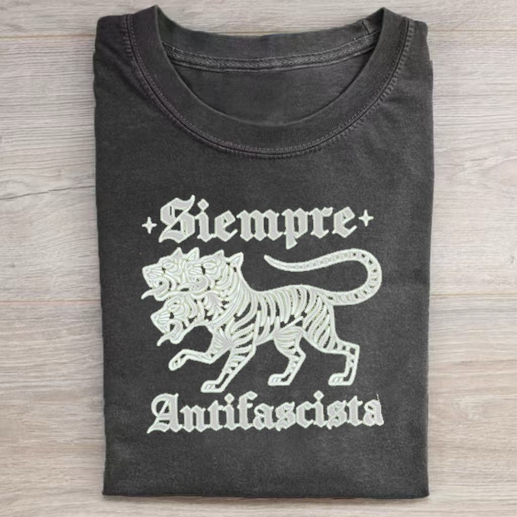 "Siempre Antifascista" Three Headed Tiger T-shirt