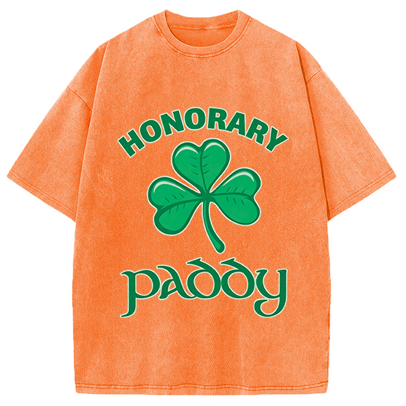 Honorary Paddy St Patricks Day Washed T-Shirt-ShawnCraft