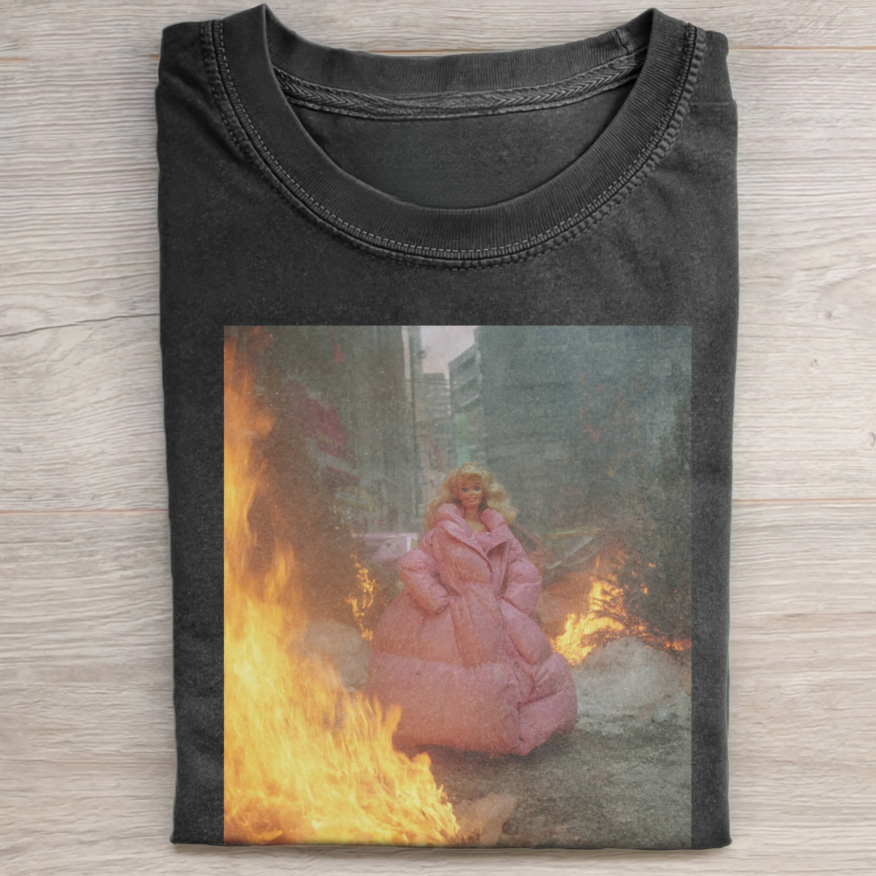 PINK Funny Doll FaceCORE IN THE FIRE TEE