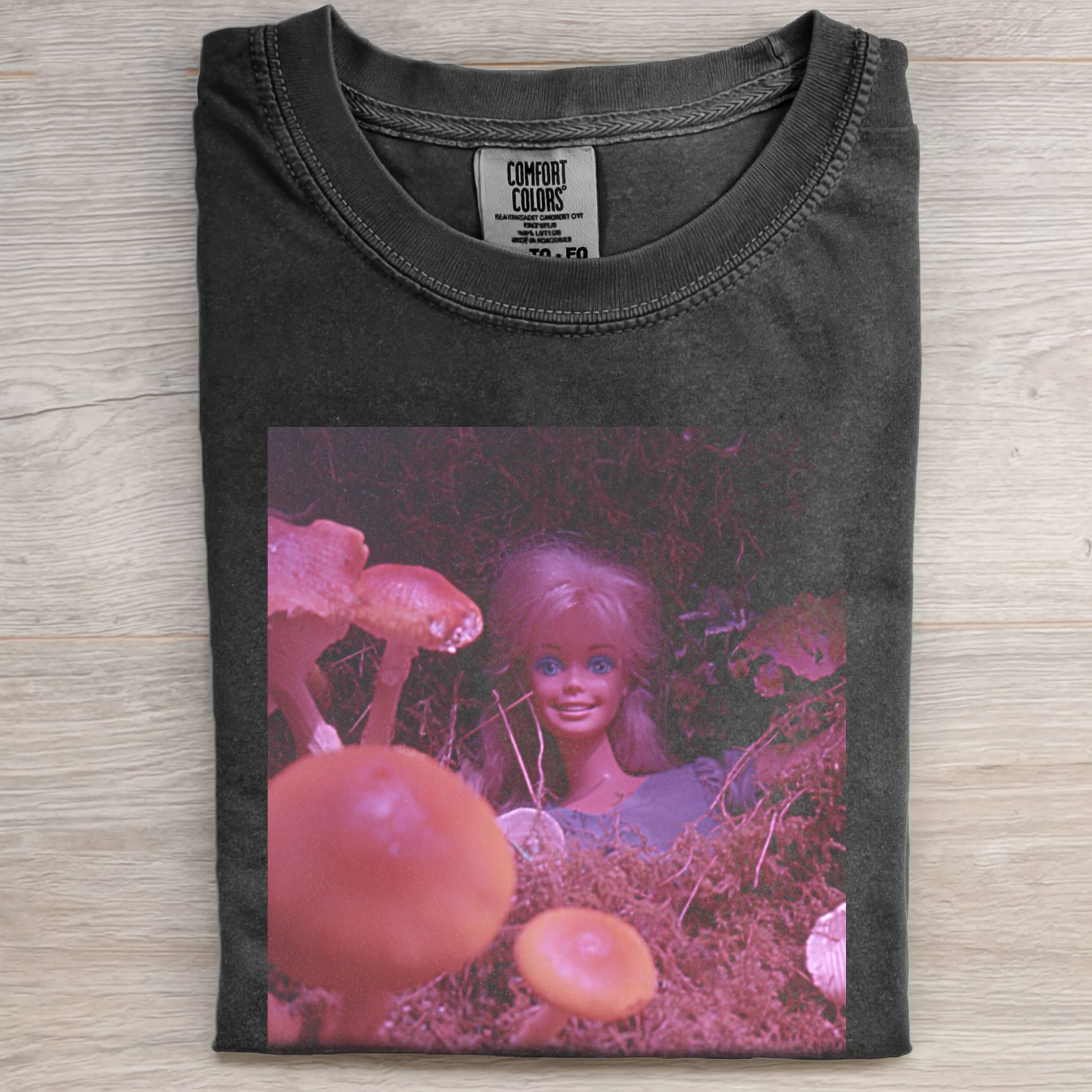 PINK MUSHROOM Funny Doll Face GIRL TEE-ShawnCraft