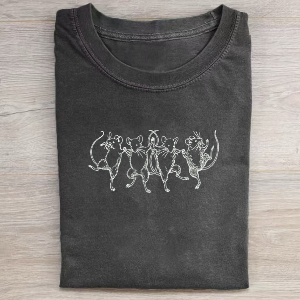 Dancing Mice Vintage Sketch Art T-Shirt-ShawnCraft