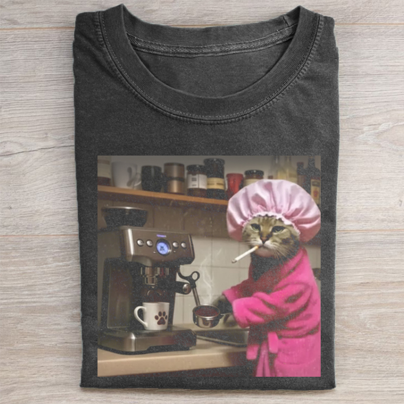 Funny cat Coffee T-shirt-ShawnCraft