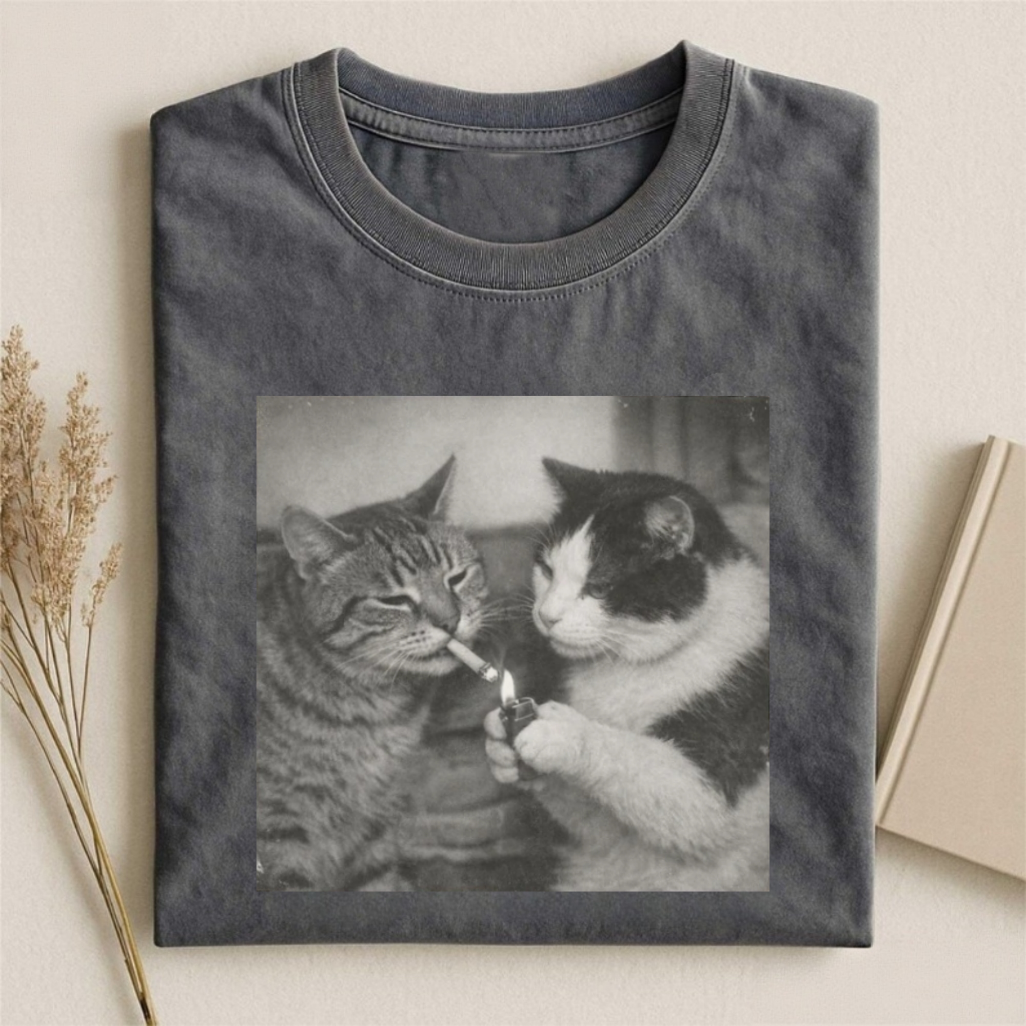 Comfort Colors Retro Funny Cat T-Shirt-ShawnCraft