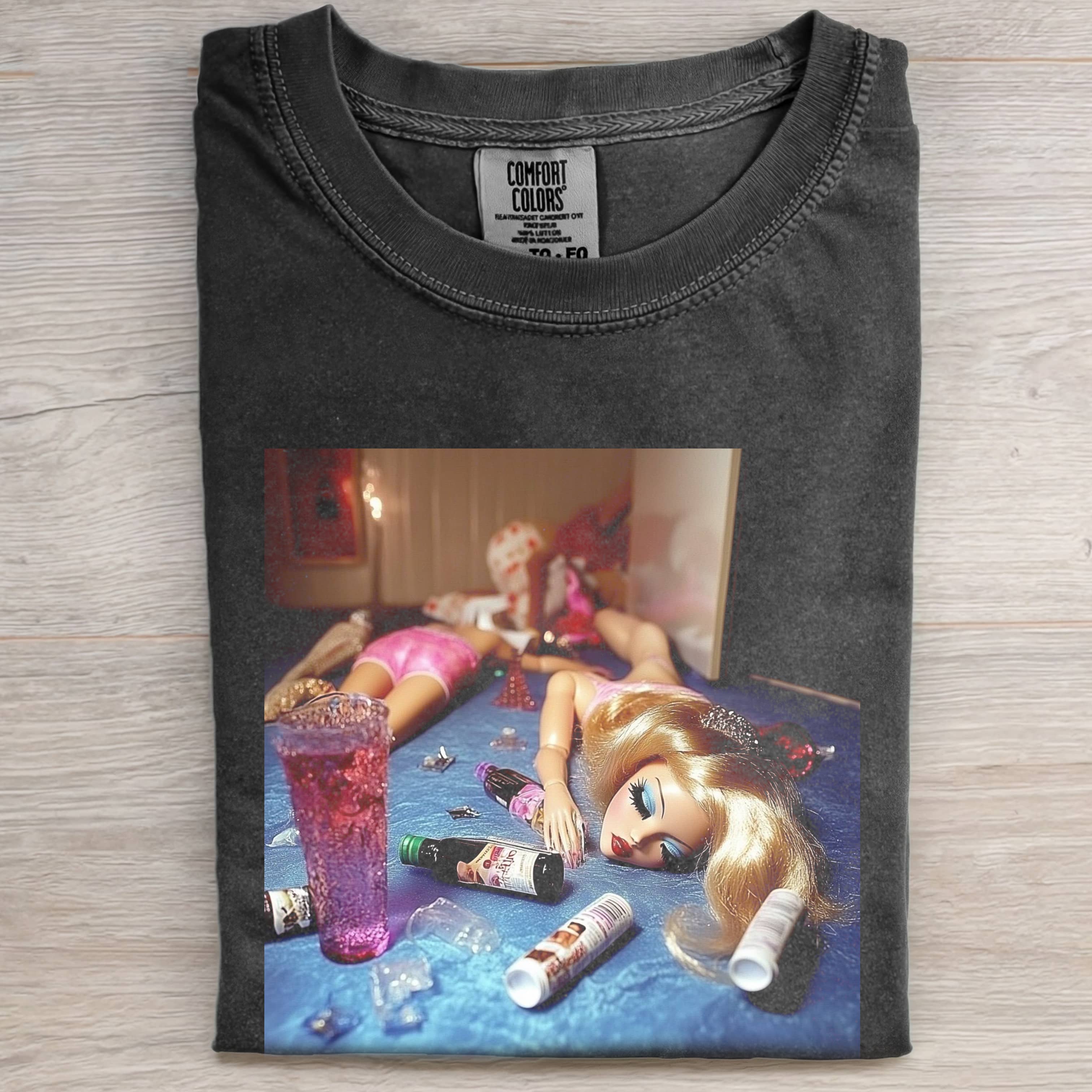 DRUNKEN Funny Doll FaceCORE MEME AT THE PARTY TEE-ShawnCraft